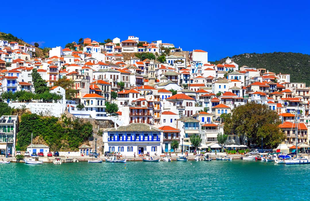 Shoreline of Greek Village on island