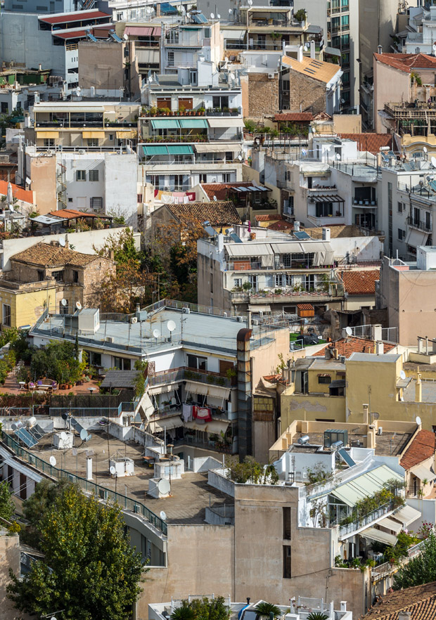 Athens Greece  buildings tightly packed together