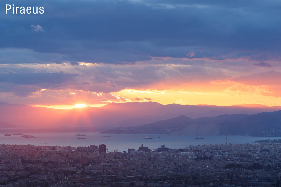 Sunset colors over Piraeus