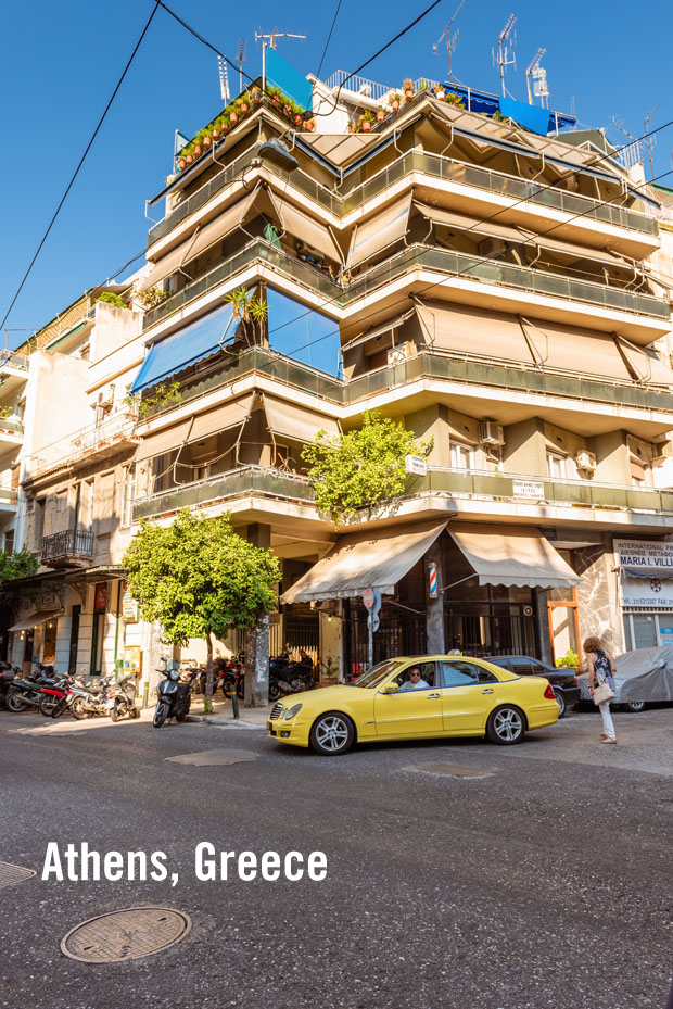 Traditional 20th century Greek architecture in downtown Athens, Greece