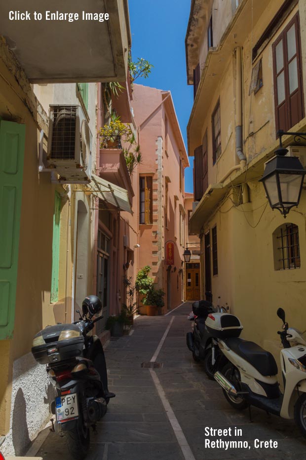 A narrow street in Rethymno