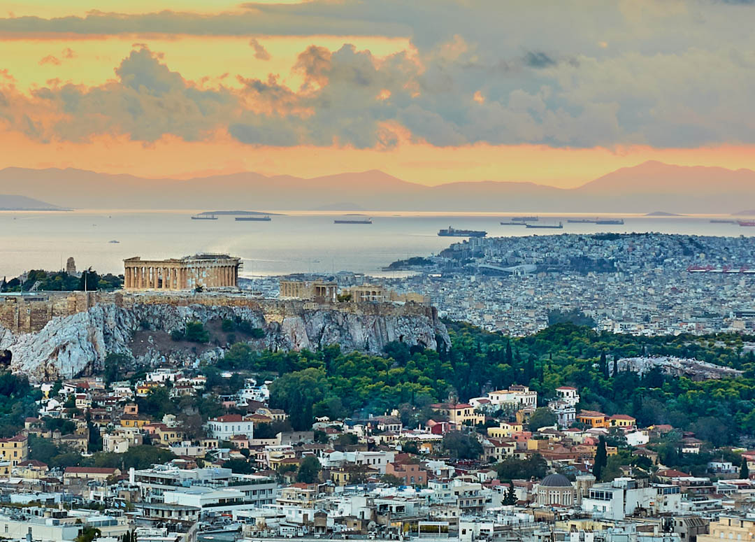 Acropolis Sunset in Athens Greece