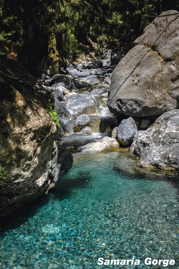 The clear waters of the Samaria Gorge