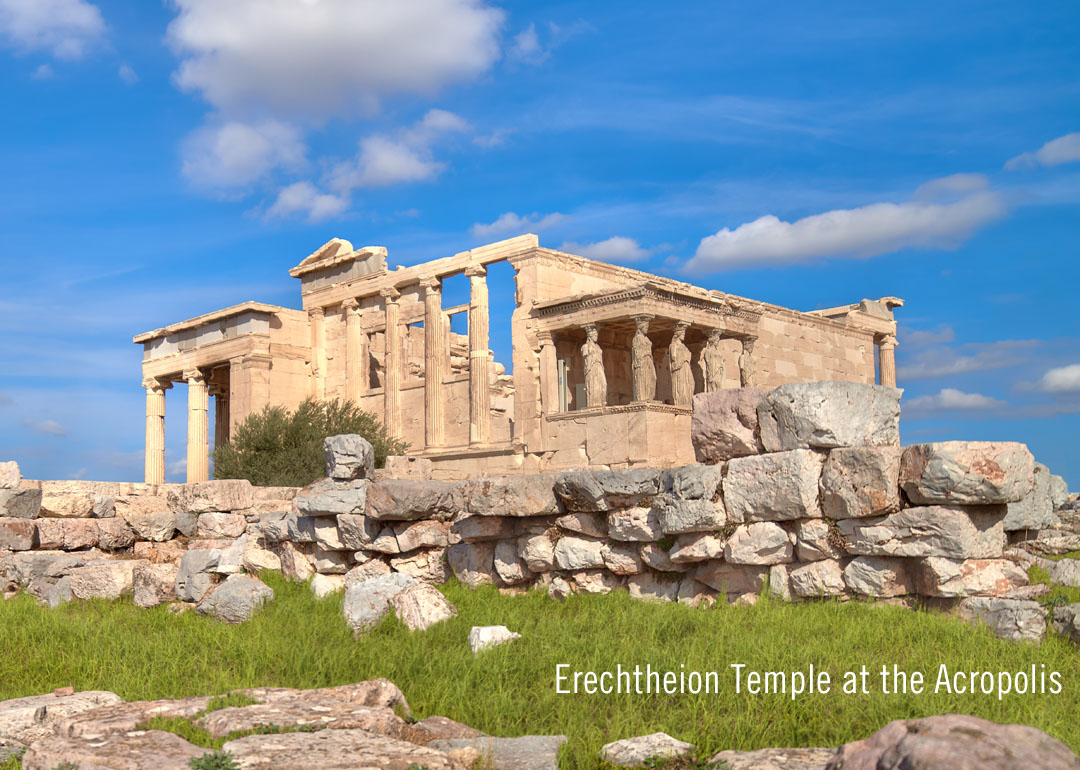 Erechtheion temple at the Acropolis in  Athens, Greece