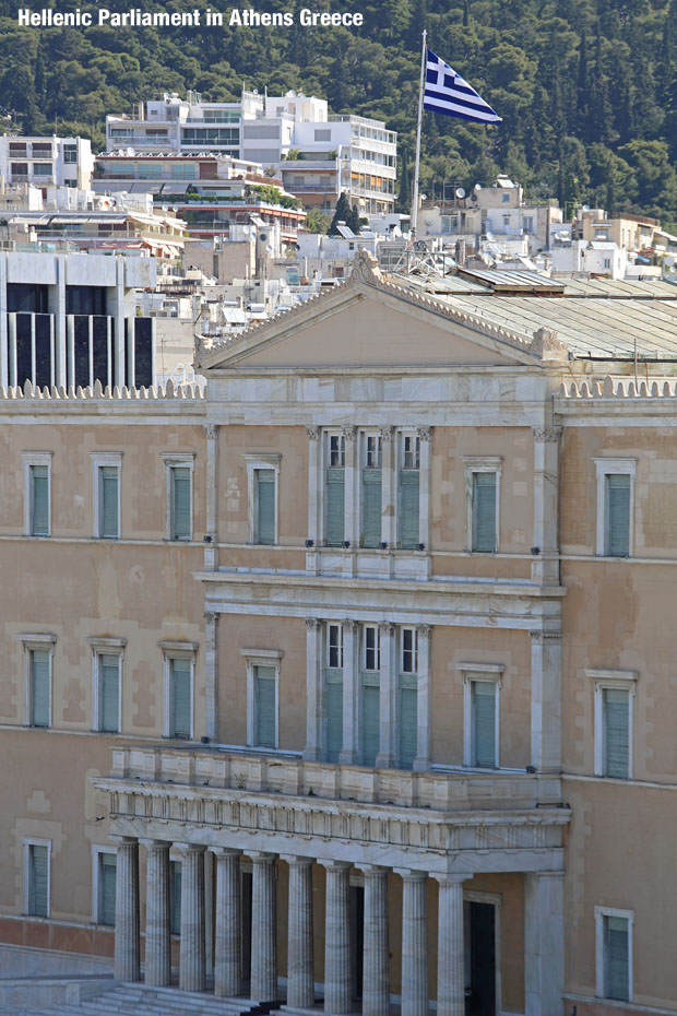 The Hellenic Parliament Building in Athens Greece