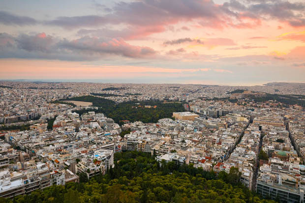 Looking at Athens from atop Lycabettus Hill