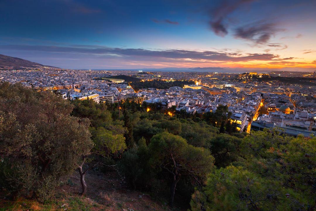 Athens Greece view from Ymittos Mountain