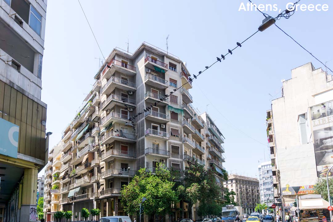 The tall apartment buildings of downtown Athens Greece