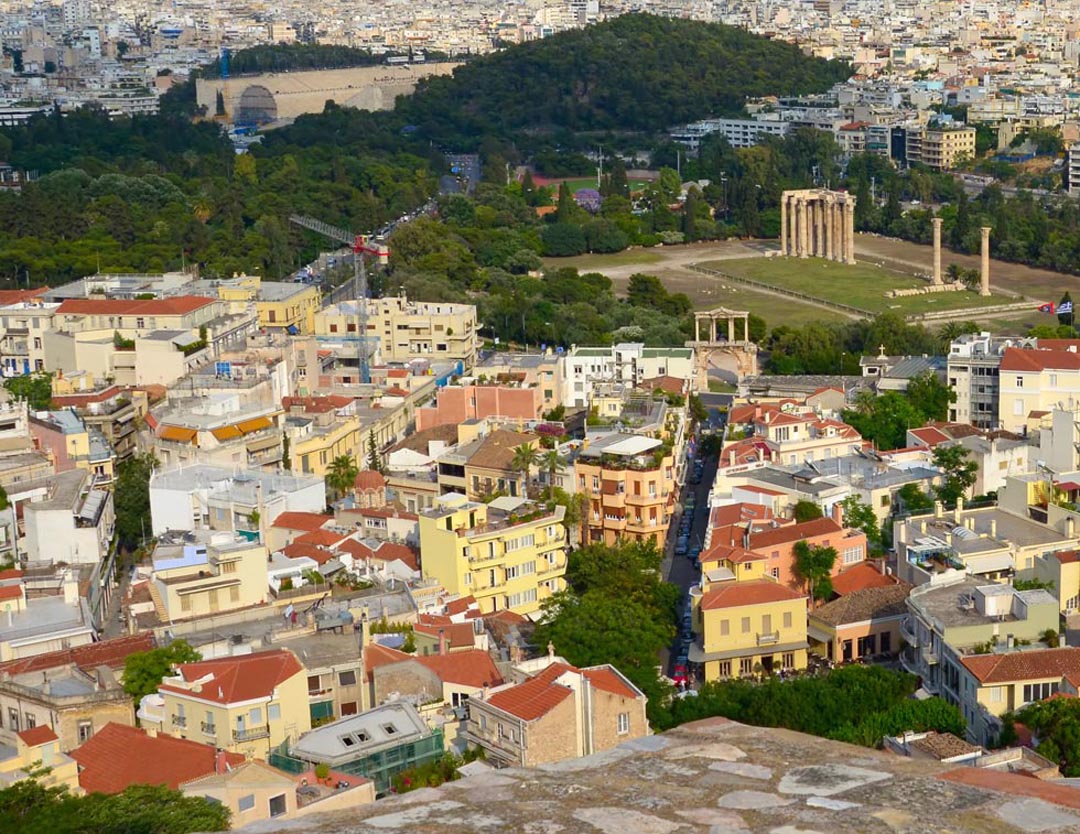 Downtown view of historic Athens Greece