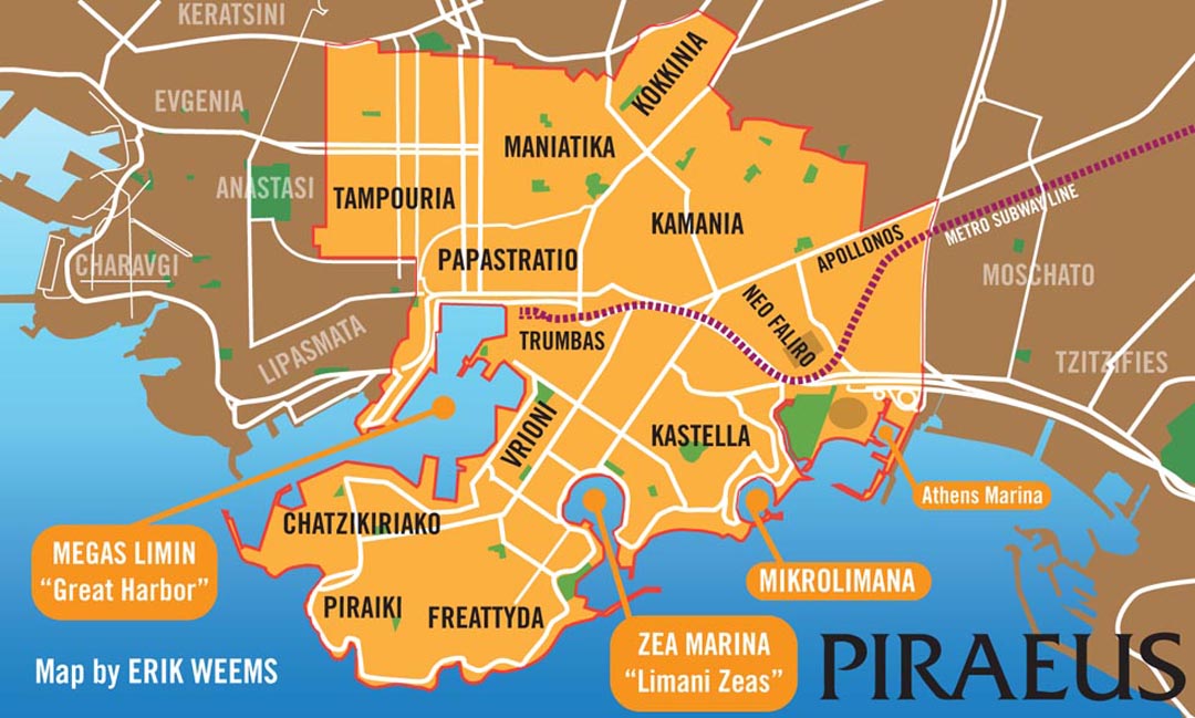 Port map of Piraeus