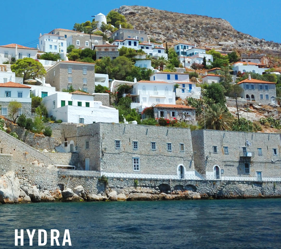 Buildings along the coast of Hydrah Island