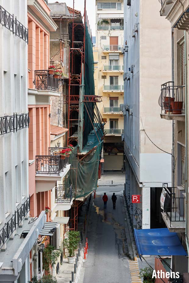 A crowded street avenue in Athens Greece