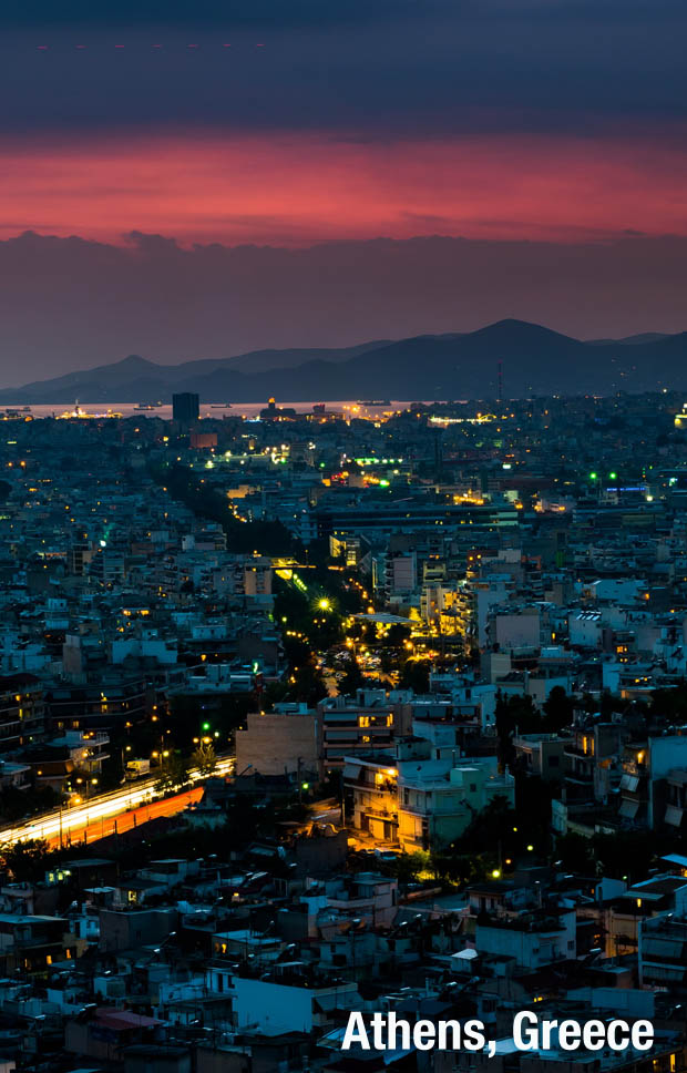 Athens Greece at night