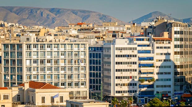 City buildings of downtown Athens