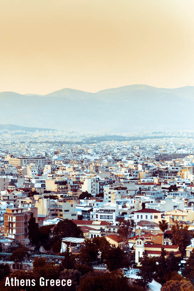 Mist around Athens Greece