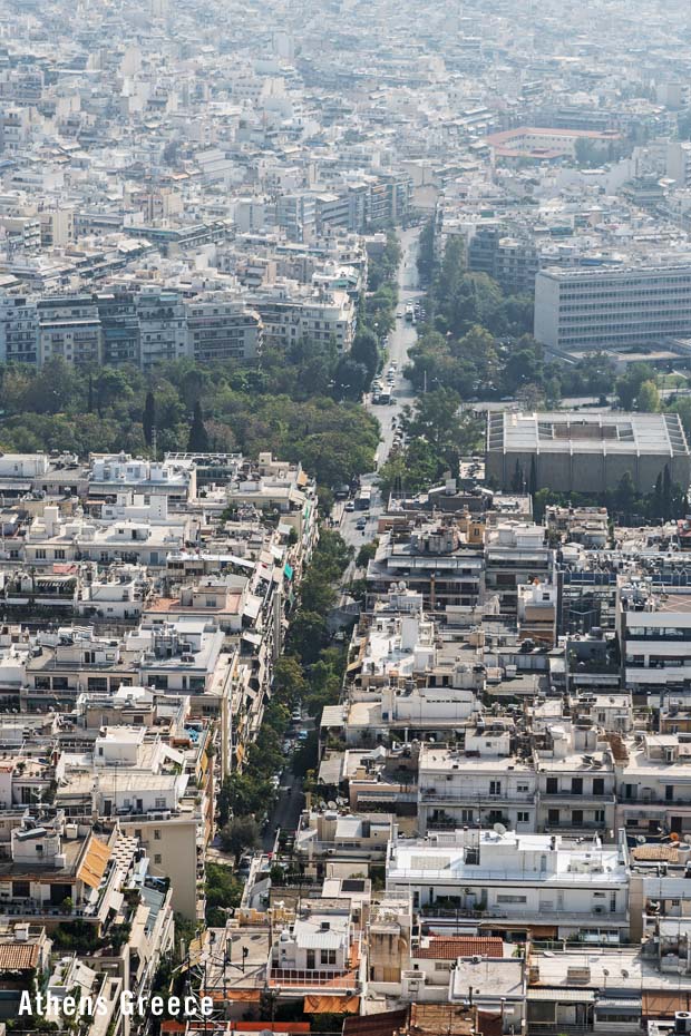 Overlooking streets in Athens Greece