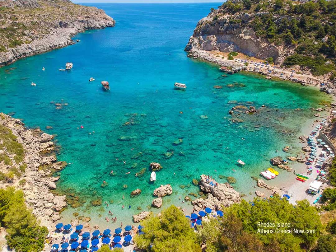 Beach cove on the island of Rhodes, Greece