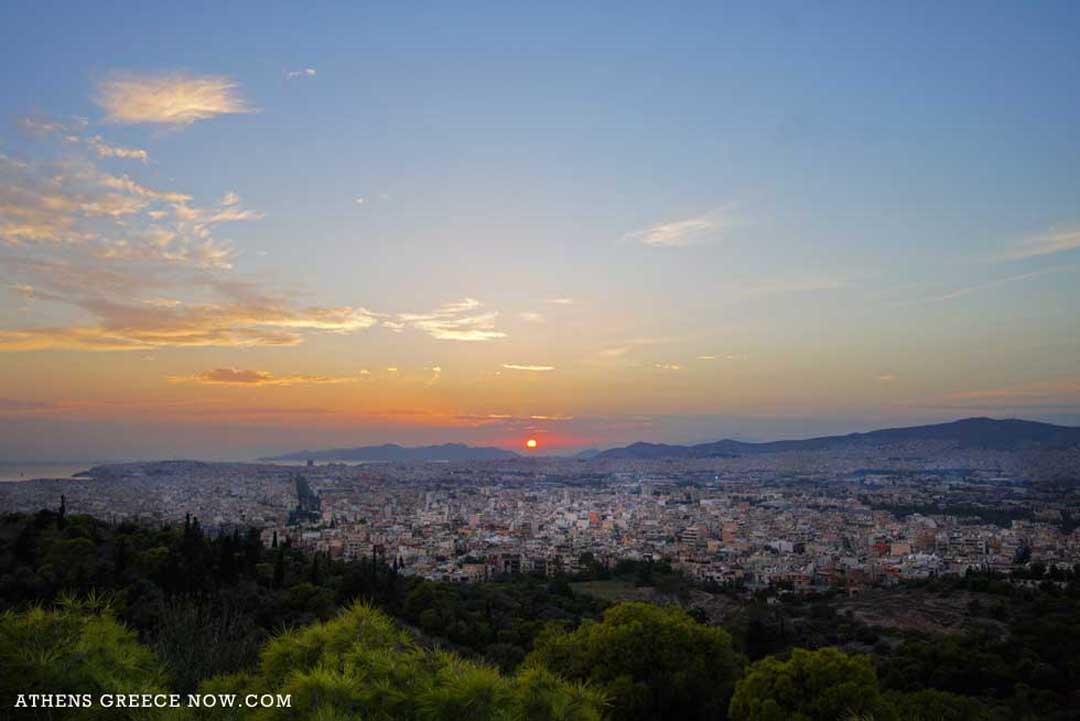 Sunset over Athens Greece