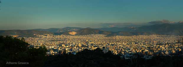 Panorama view of Athens Greece