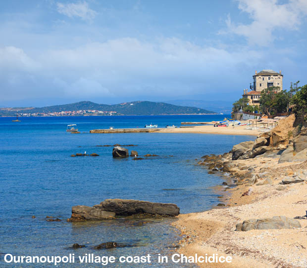 Beach coast at Ouranoupoli in Chalcidice