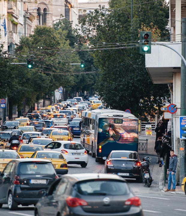 Downtown Athens Greece traffic