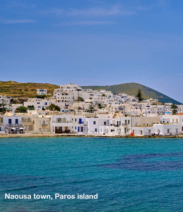 Naousa town, Paros island view from the water