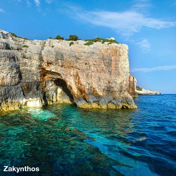 The Blue Caves on the coast of Zakynthos