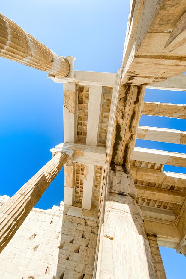 A colonnade at the Acropolis of Athens, Greece