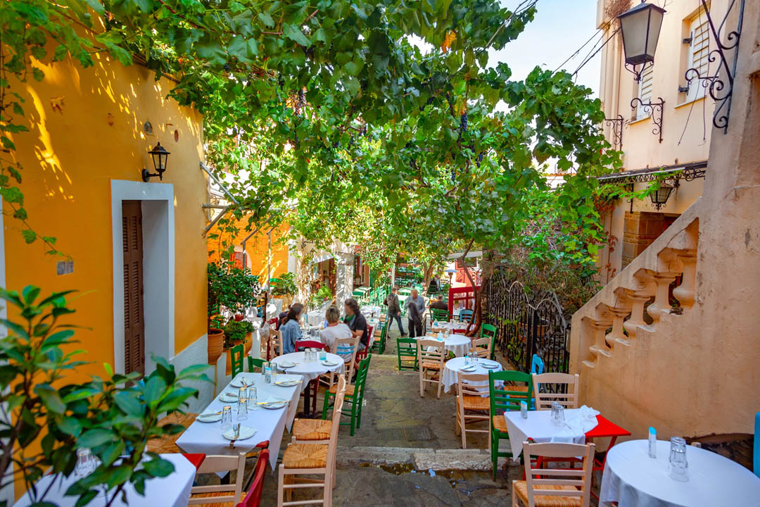 Greek taverna cafe outside