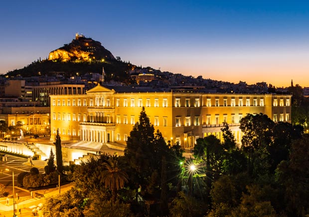 Lycabettus and Syntagma in Athens at night