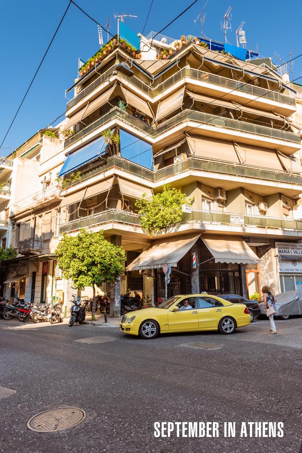 Apartment houses in Athens, Greece in September