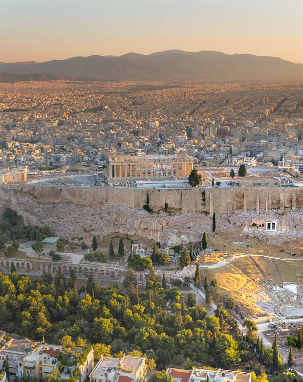 Looking down at the Acropolis in Athens - Click to expand and enlarge