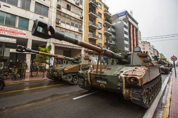 Tank parade in Greece