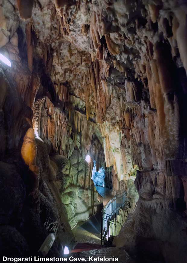 The Drogarati limestone cave in Greece on the island of Kefalonia