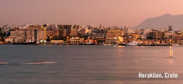 A view from the sea of Heraklion Crete in Greece