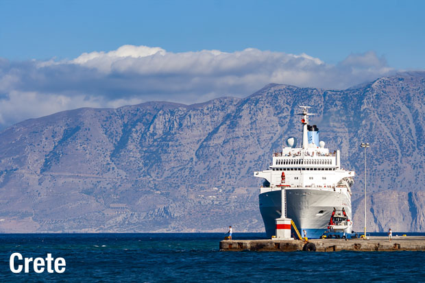 Cruise ship at sea in Crete