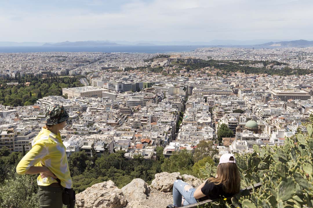 Looking over Athens with view from Lycabettus hill