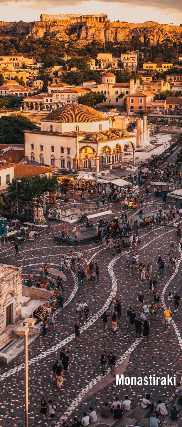 Monastiraki aerial view near the Acropolis in Athens