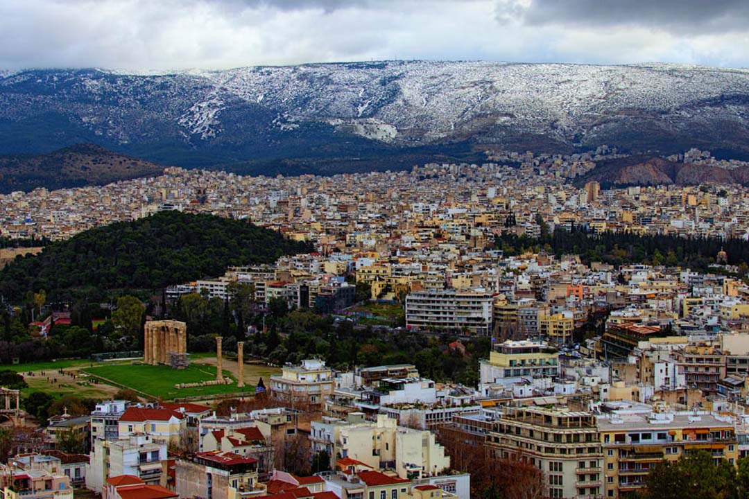 Ymittos Athens Greece Snow