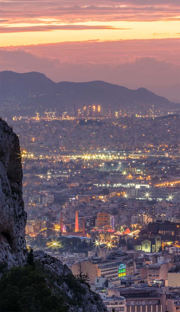 Piraeus and Athens seen from Lycabettus Hill