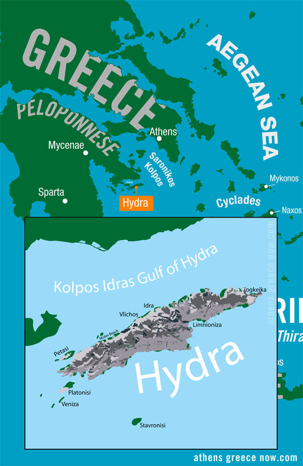 Hydra Greece Map