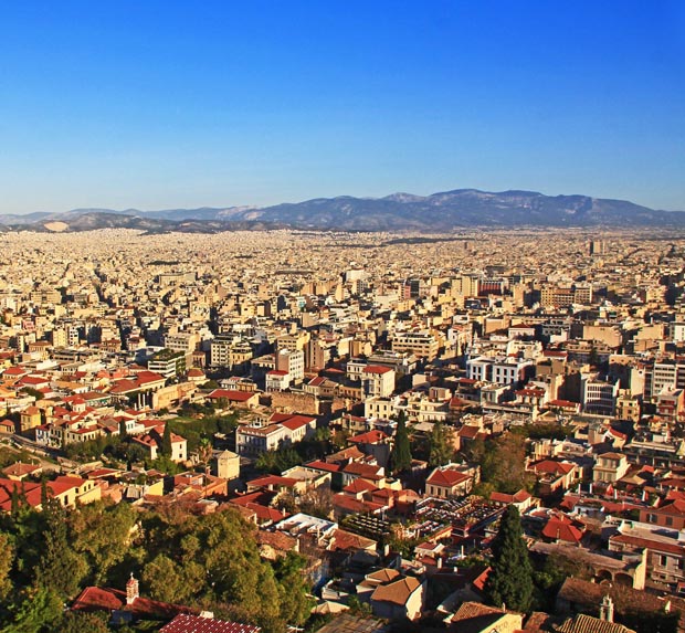 Looking North by Northwest across the Attika Basin toward Aegaleo and Parnitha from the Acropolis