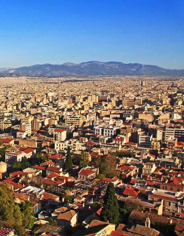 Looking North by Northwest across the Attika Basin toward Aegaleo and Parnitha from the Acropolis