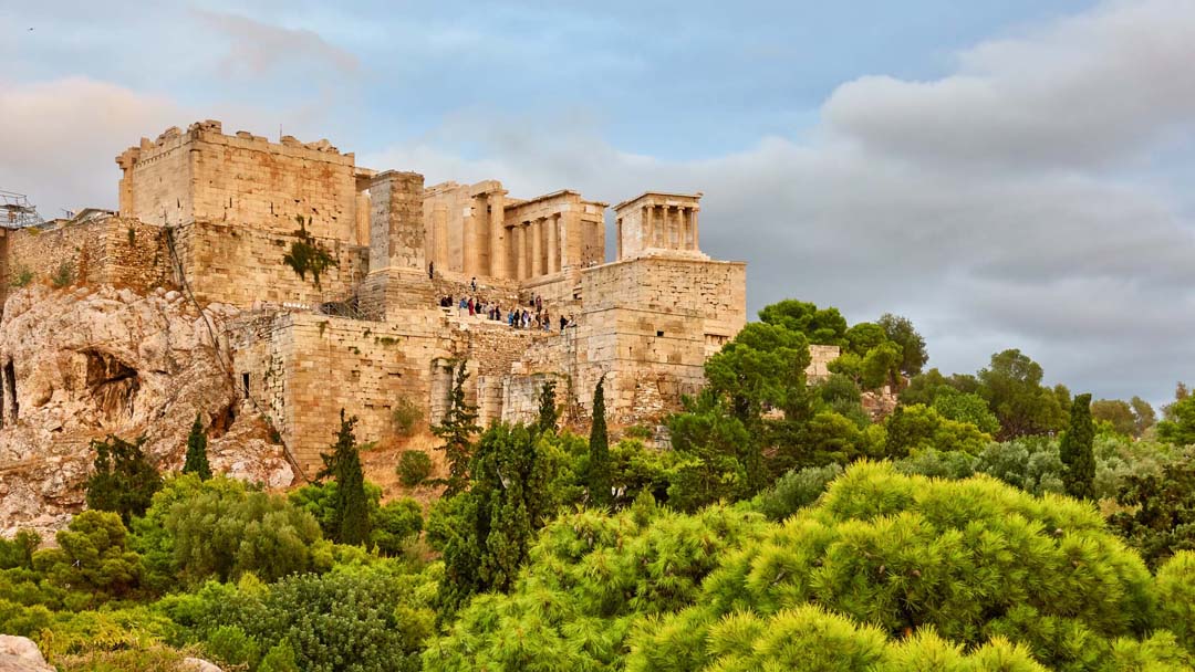Enlarged - side walls of Acropolis Athens Greece