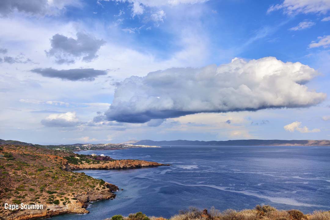Cloud cover over Cape Sounion