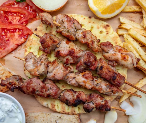 Pita and stick souvlaki
