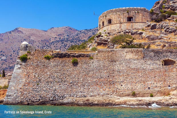 Spinalonga Island with medieval Fortress in Crete
