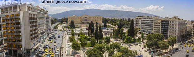 Panorama of Syntagma Square Athens Greece