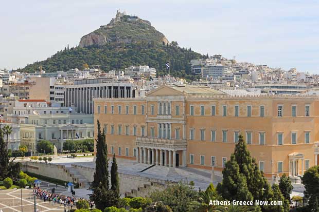 Lycabettus and Syntagma Parliament Building - Athens Greece