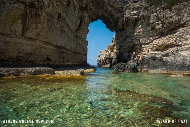 Cliffs and beach on Island of Paxi - Greece